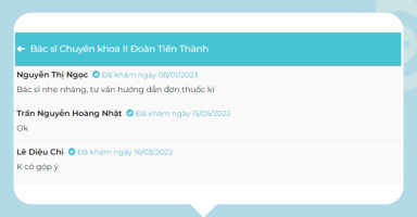 Phản hồi từ bệnh nhân đã thăm khám tại Phòng khám Tai Mũi Họng Bác sĩ Đoàn Tiến Thành