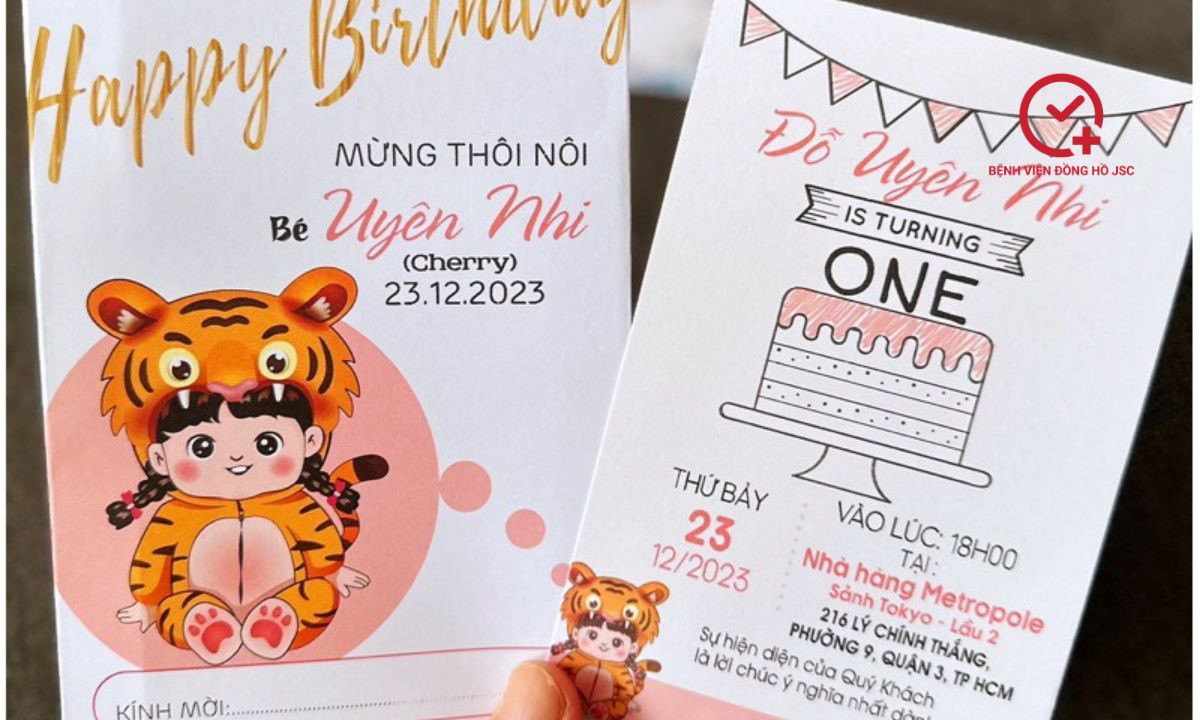 Phong bì lì xì mừng thôi nôi bé gái, kèm thiệp lời chúc
