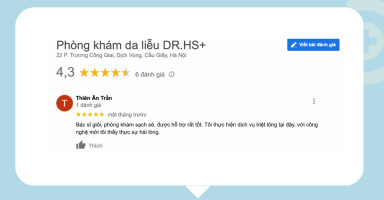 Phòng khám da liễu DR.HS+, Cầu Giấy nhận nhiều đánh giá tốt từ khách hàng