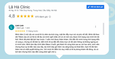 Phòng khám Lã Hà Clinic nhận được rất nhiều đánh giá tốt từ khách hàng