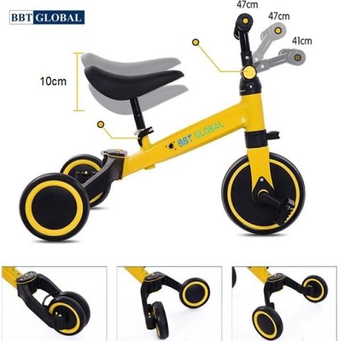 xe đạp 3 bánh đa năng cho trẻ màu vàng Q9