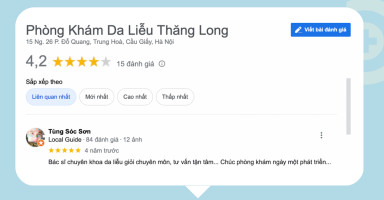 Review tích cực từ khách hàng điều trị da liễu tại Phòng khám Da liễu Thăng Long