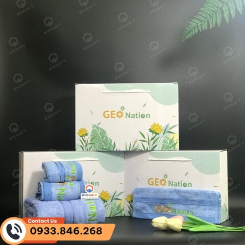 set 3 khăn quà tặng, quà tặng cuối năm in logo