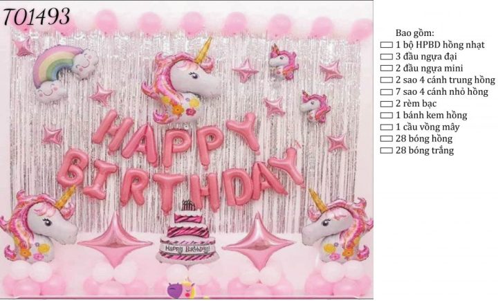 Set phụ kiện trang trí thôi nôi cho bé gái chủ đề ngựa pony dễ thương