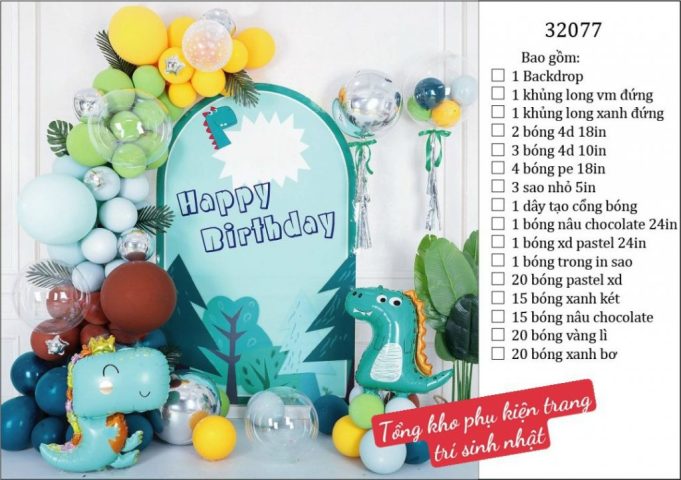 Set phụ kiện trang trí thôi nôi cho bé trai chủ đề khủng long đáng yêu