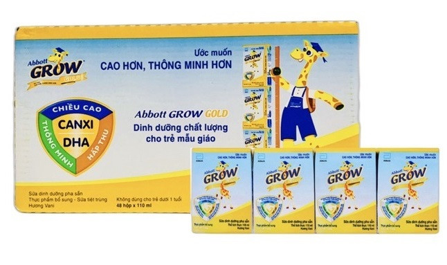 Sữa Abbott Grow pha sẵn vị vani dung tích 110ml, loại sữa hươu cao cổ pha sẵn tiện lợi