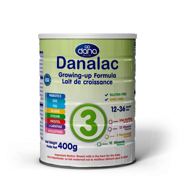 Sữa bột Danalac số 3 cho trẻ từ 1-3 tuổi, hộp 400g