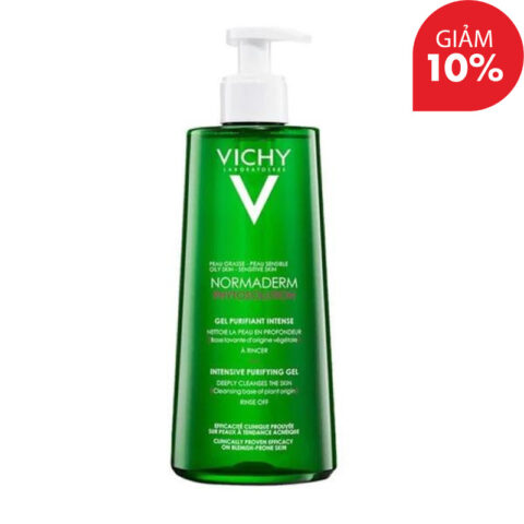 Sữa rửa mặt dược mỹ phẩm Pháp Vichy Normaderm Phytosolution 400ml làm sạch sâu, giảm bã nhờn và mụn hiệu quả.