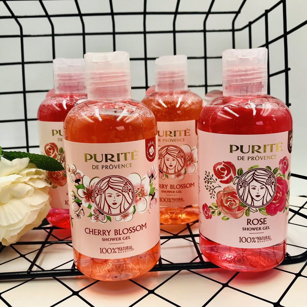 chai sữa tắm Purite hương hoa tự nhiên từ Pháp