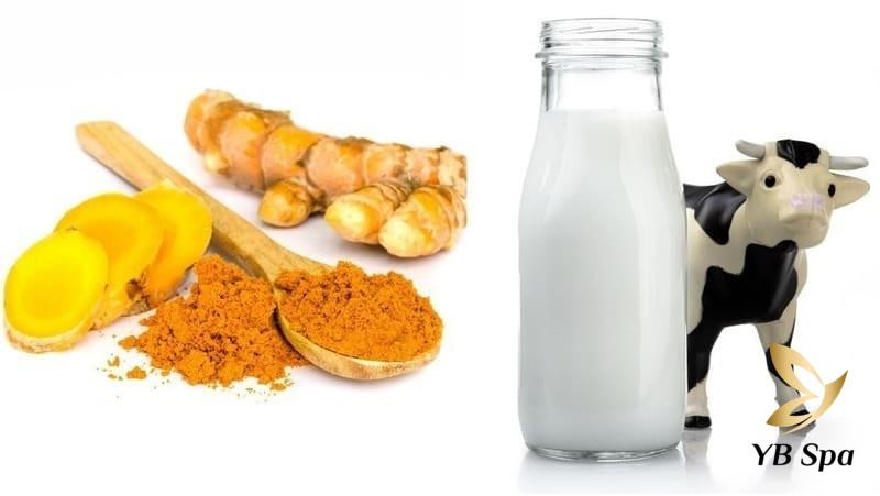 Sữa tươi không đường và nghệ tươi được giã nát