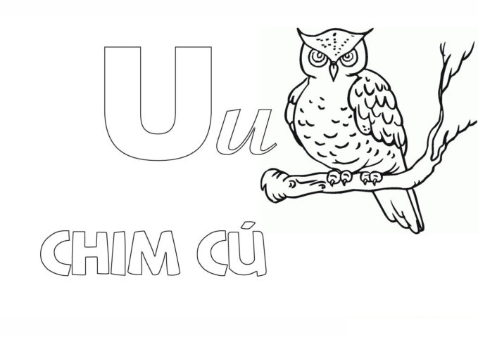 Tải miễn phí tranh tô màu chữ cái tiếng Việt U cho bé