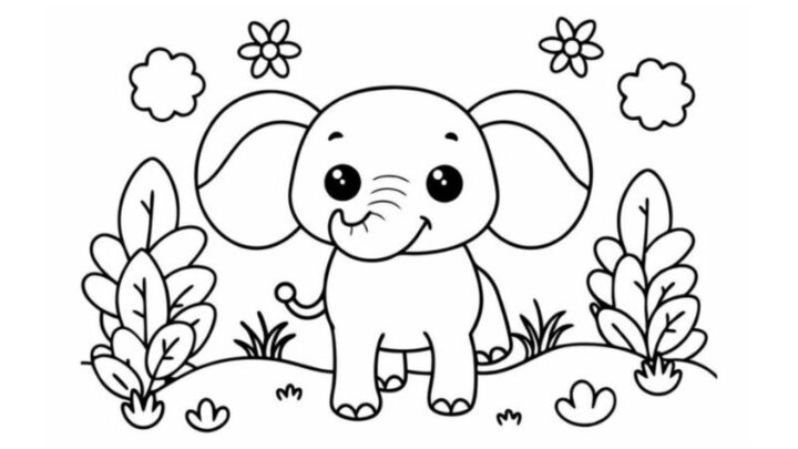 Tải tranh tô màu con vật dễ thương cho bé - Hươu cao cổ