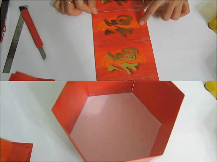 Tạo phần thân lục giác nhỏ hơn, một phần của hướng dẫn cách làm phong bao lì xì độc đáo