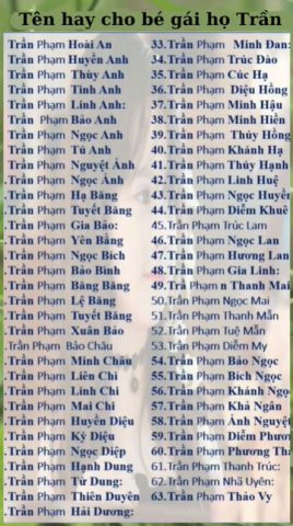 Hướng Dẫn Đặt Tên Con Gái Họ Trần Đẹp, Ý Nghĩa Chuẩn Phong Thủy