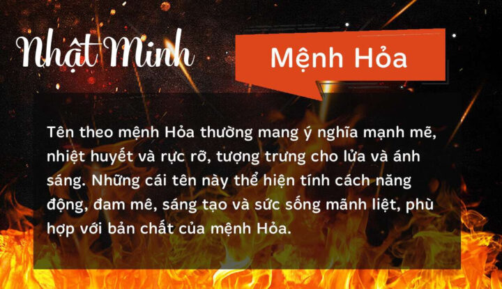 Tên Nhật Minh thuộc hành Hỏa
