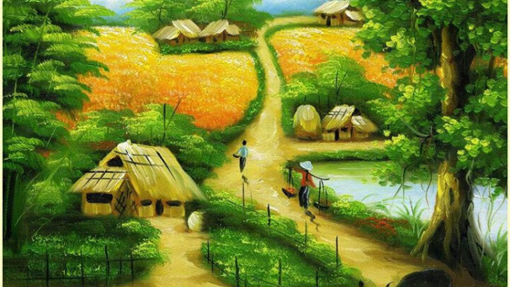 Tham khảo clip hướng dẫn vẽ tranh phong cảnh quê hương