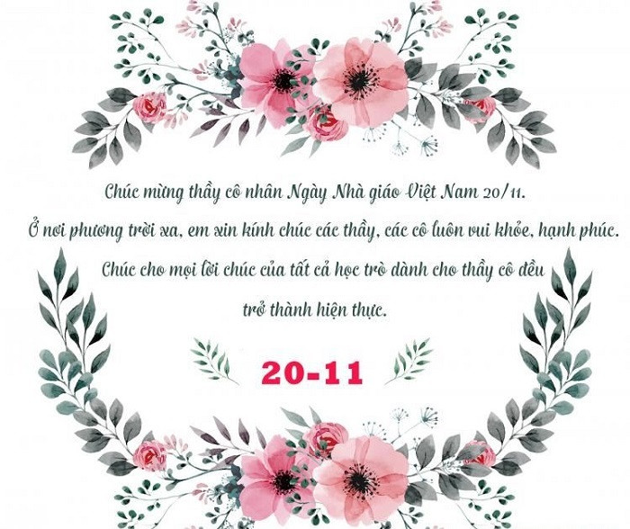 Thầy cô hạnh phúc nhận hoa và những câu chúc 20 tháng 11 từ học trò