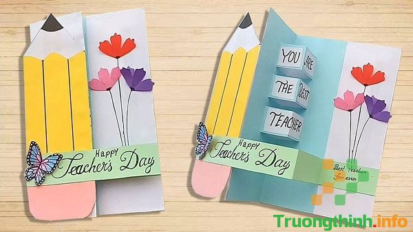 Thiệp chúc mừng 20 11 vẽ tay với hình ảnh thầy cô giáo và học sinh