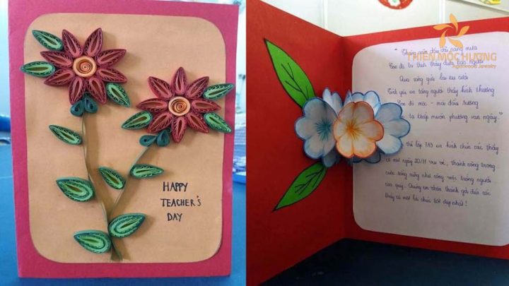 Thiệp chúc mừng 20 tháng 11 handmade với thiết kế hoa văn trang nhã