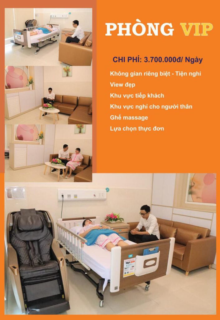 Thiết kế sang trọng của phòng VIP với mức giá phòng bệnh viện Hùng Vương cao nhất, mang đến không gian nghỉ ngơi thoải mái cho sản phụ.