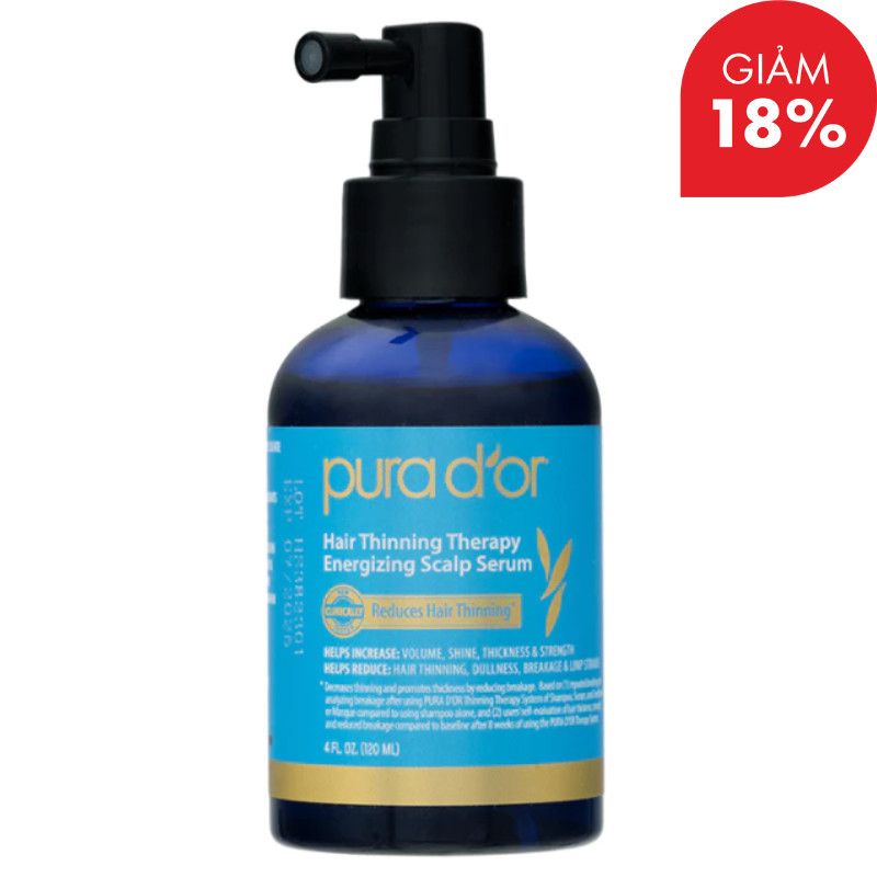 Tinh chất hữu cơ hỗ trợ mọc tóc, dày tóc Pura D’or Hair Therapy Energizing Scalp Serum giúp kích thích mọc tóc
