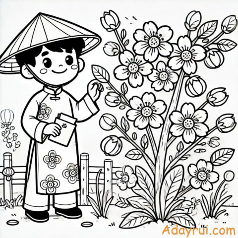 Tổng hợp các mẫu tranh tô màu ngày Tết mang không khí xuân