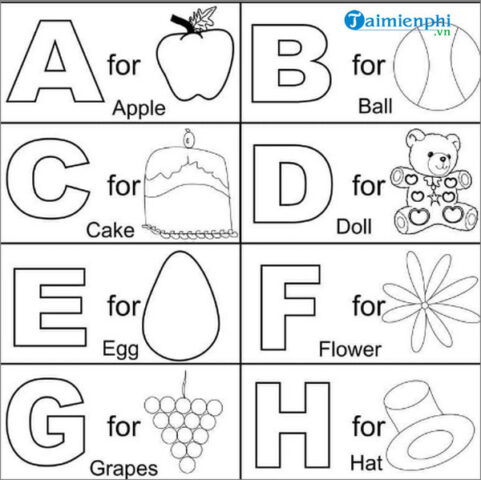 Tranh tập tô cho bé 3 tuổi hình chữ cái và số