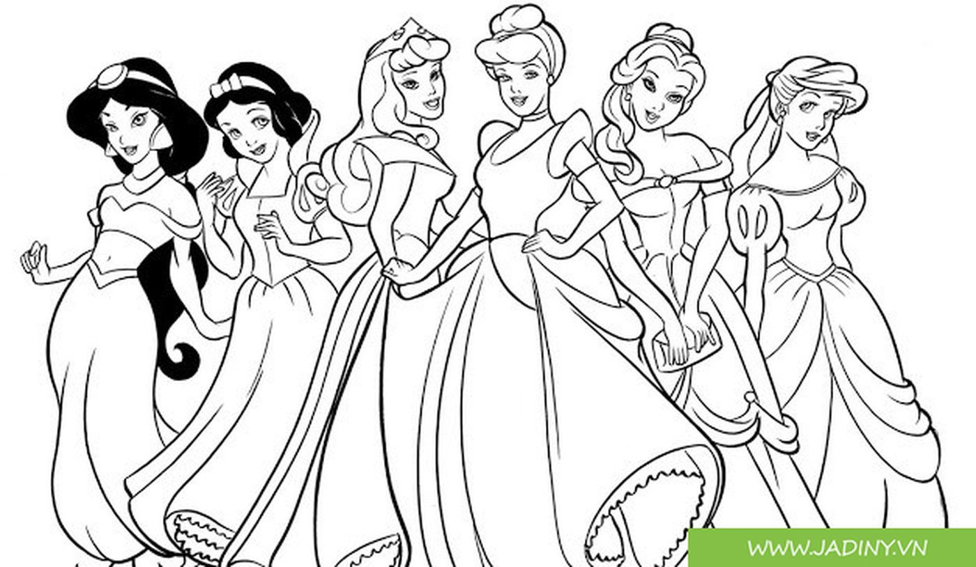 Tranh tô màu công chúa Disney cho bé 2 tuổi tập nhận diện