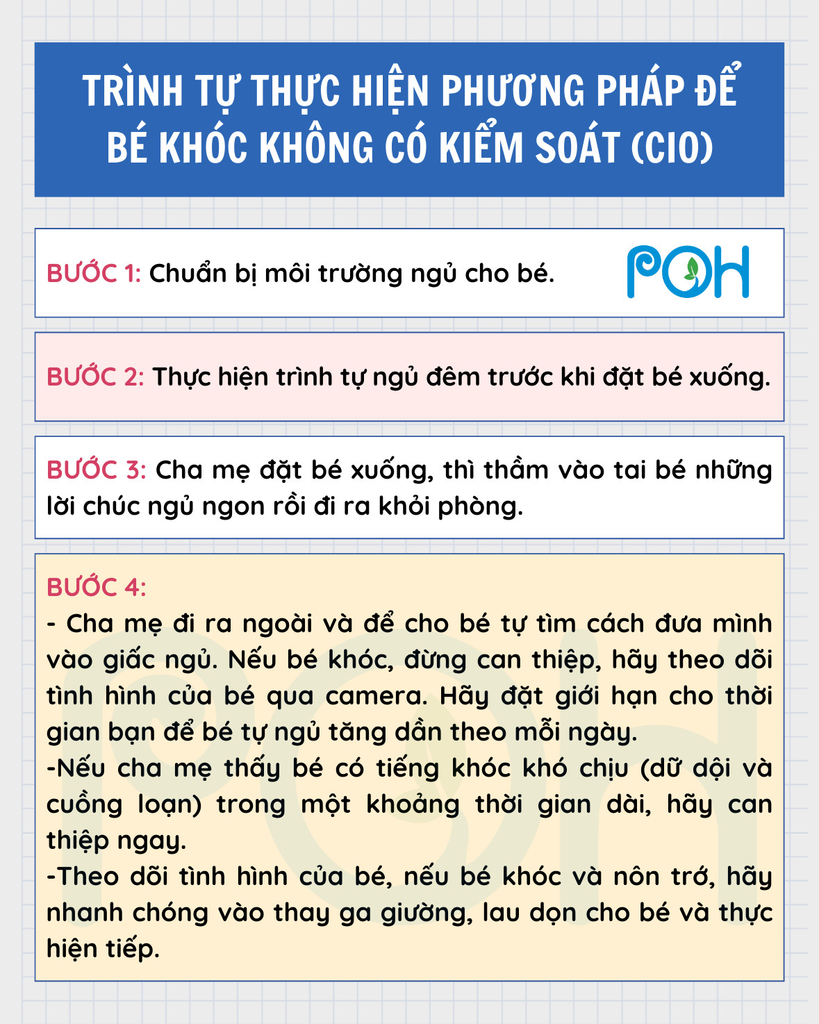Trình tự thực hiện phương pháp để bé khóc không kiểm soát