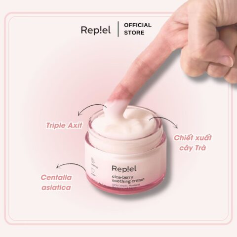 Kem dưỡng êm dịu REPIEL CICA BERRY 55ml cấp ẩm, làm đều màu da và thu nhỏ lỗ chân lông