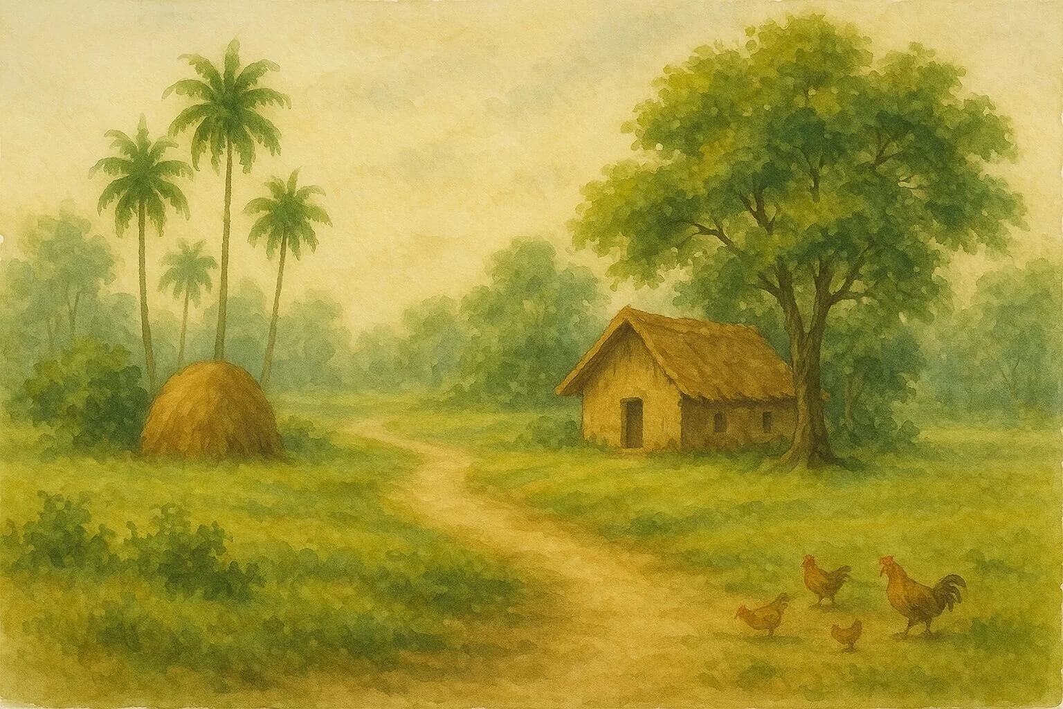 Cách Vẽ Tranh Phong Cảnh Quê Hương Bằng Màu Nước Chi Tiết