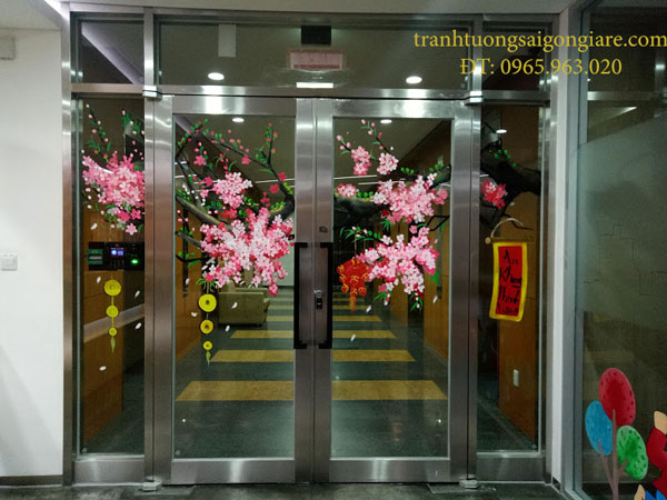 Vẽ tranh hoa đào trang trí Tết