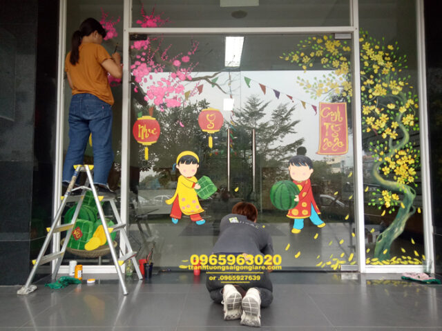 Vẽ tranh trang trí Tết tươi vui