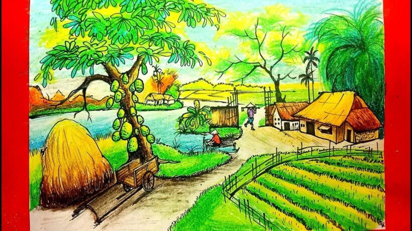 Vẽ tranh về đề tài quê hương đơn giản