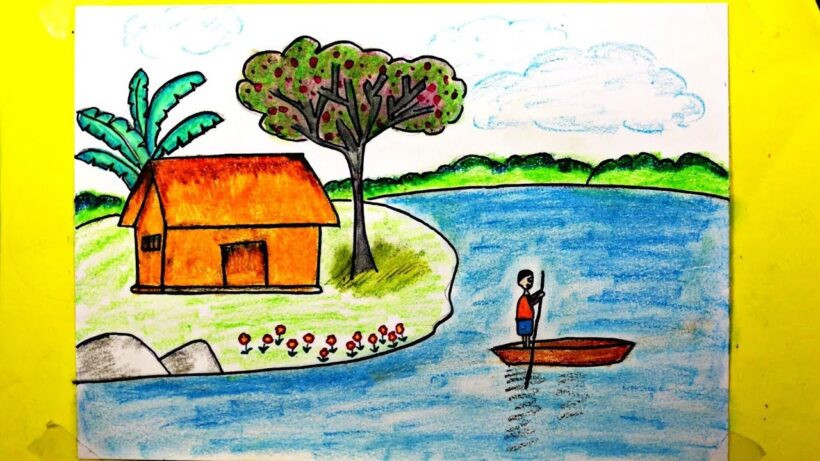 Vẽ tranh về đề tài quê hương phong cảnh đẹp, bình dị