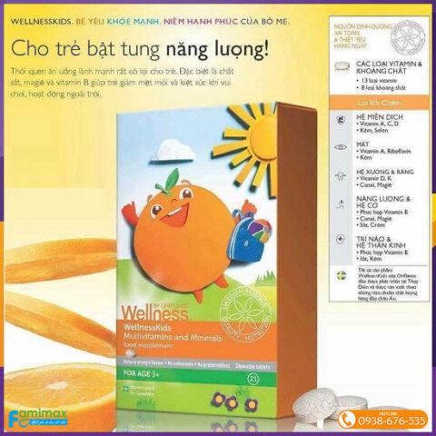 Viên nhai thực phẩm chức năng bổ sung vitamin và khoáng chất với hương cam tự nhiên