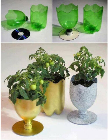 Bình hoa độc đáo từ chai nhựa tái chế