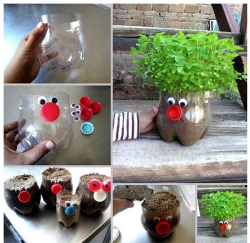 Chậu cây hình con vật ngộ nghĩnh từ chai nhựa