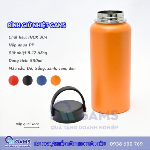 Bình giữ nhiệt Gams 530ml màu cam