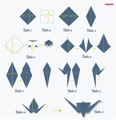 1. Cách gấp hạc giấy origami siêu đơn giản