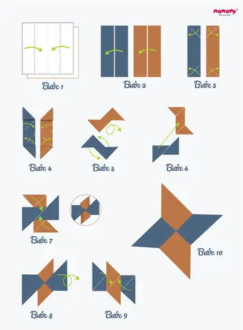 2. Cách gấp phi tiêu ninja origami vui nhộn