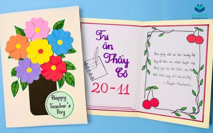 Làm thiệp 20 11 đơn giản bằng giấy màu đẹp và ý nghĩa