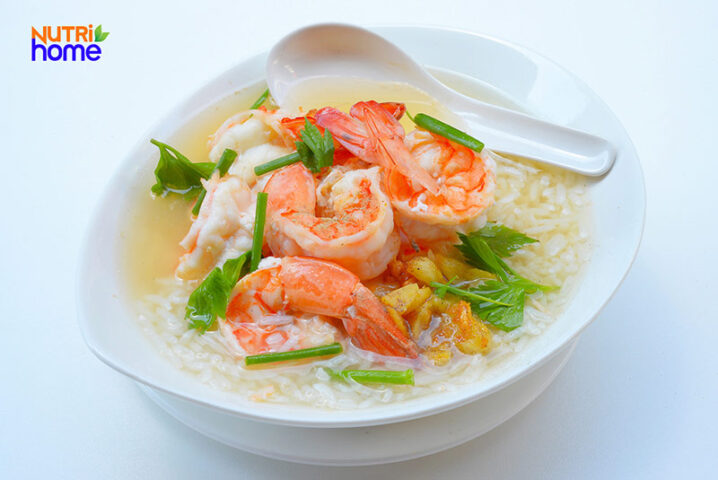 Cháo tôm rau dền giàu dinh dưỡng cho thực đơn ăn dặm bé 8 tháng tăng cân