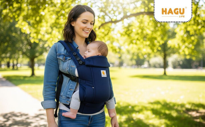 Chọn địu cho bé 4 tháng tuổi chất liệu mềm mại, nâng đỡ tốt