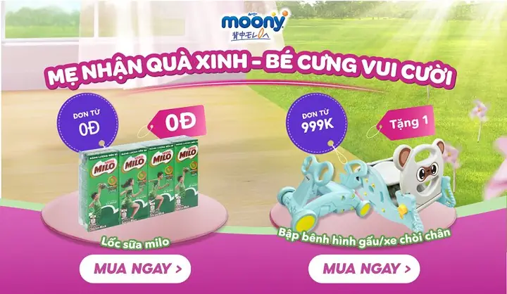 2.2 Bỉm Moony khuyến mãi tặng quà hấp dẫn