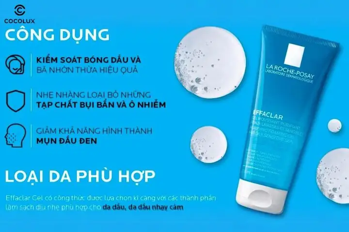 2.1 Gel Rửa Mặt La Roche-Posay Effaclar Moussant Purifiant Tạo Bọt Cho Da Dầu, Nhạy Cảm