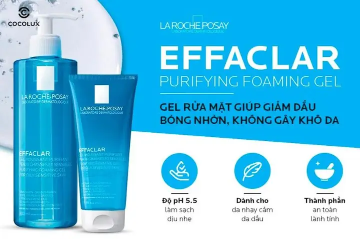 2.1 Gel Rửa Mặt La Roche-Posay Effaclar Moussant Purifiant Tạo Bọt Cho Da Dầu, Nhạy Cảm