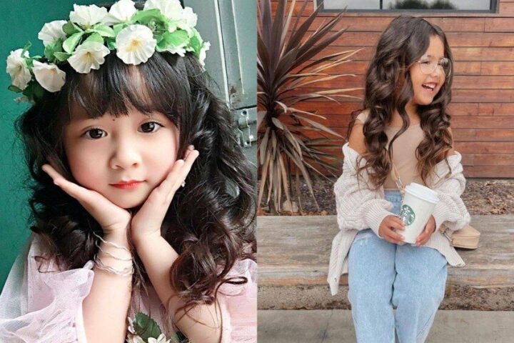 Kiểu tóc xoăn đẹp cho bé gái lọn dài