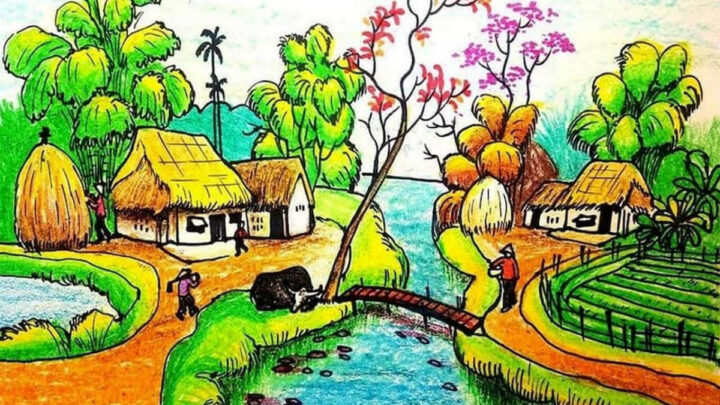 hÃ¬nh áº£nh váº½ tranh quÃª hÆ°Æ¡ng cho há»c sinh