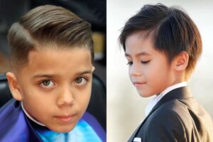 Kiểu tóc Side Part cho bé trai ít tóc, chia ngôi gọn gàng và phong cách